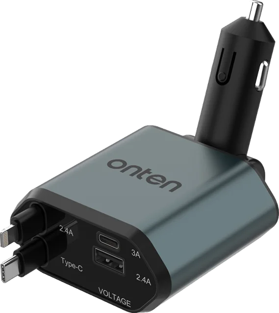 Onten 4-in-1 Retractable Car Charger